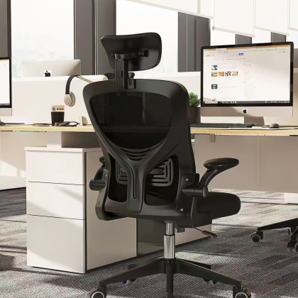 كرسي مكتب باللون الأسود مع مسند راس am-73